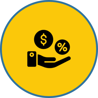 Hand holding dollar and percentage symbols