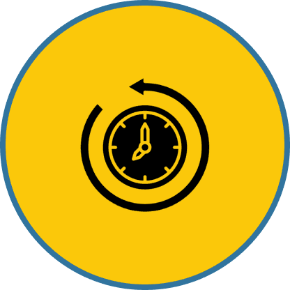 Time management symbol on yellow background