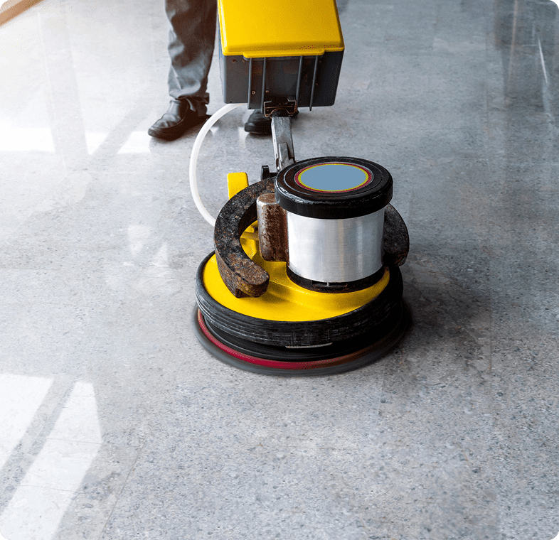 Floor polishing machine in action