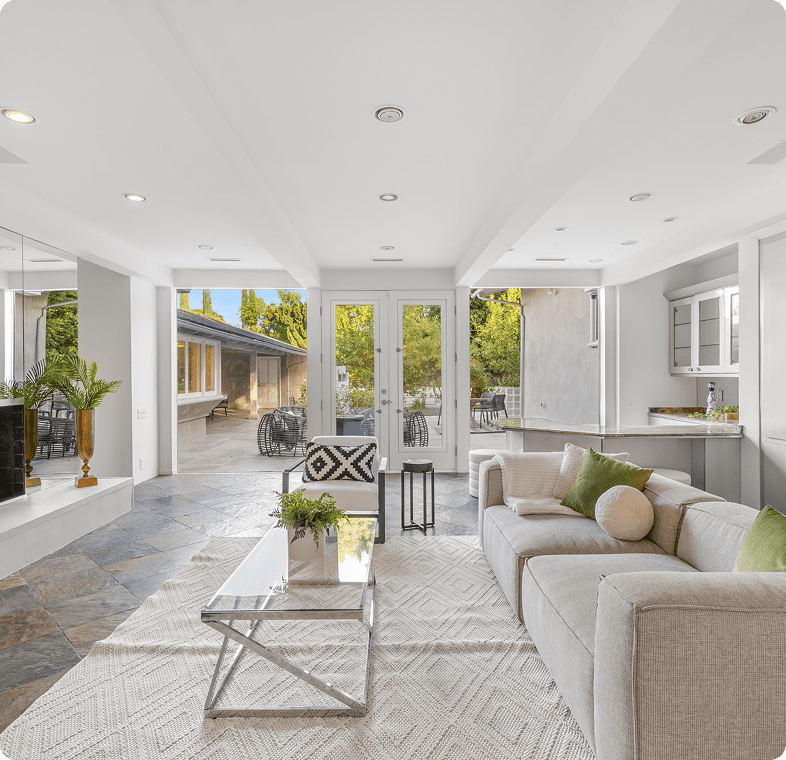 Modern living room with outdoor view